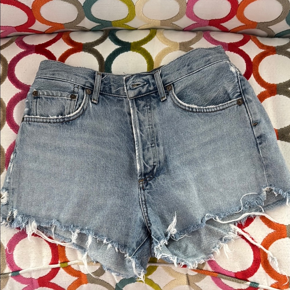 Denim Frayed Hem Women's Shorts
